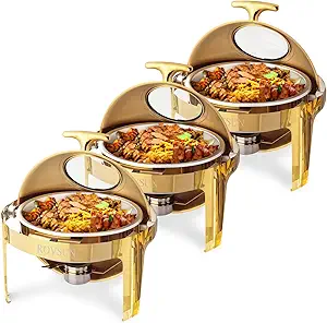 Pack Round Chafing Dish Buffet Set Gold Chafing Dish Buffet 8QT( rental only)