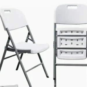 White plastic folding chairs